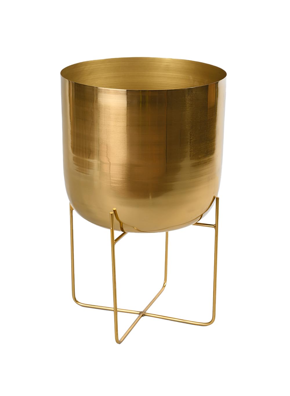 Serene Spaces Living front view of gold planter showing clean midcentury silhouette and elegance