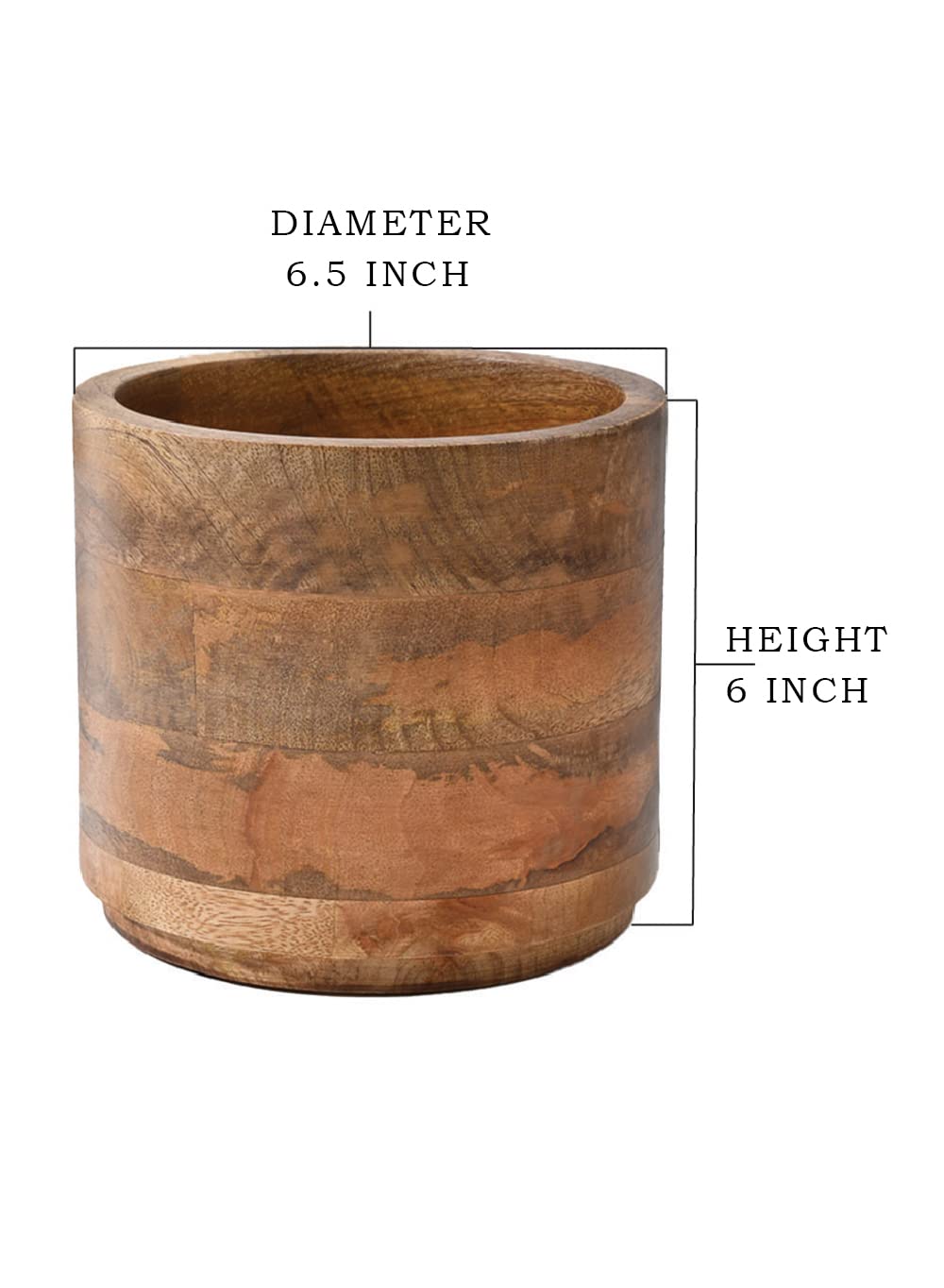 Serene Spaces Living size comparison with hand showing 6.5 inch diameter scale