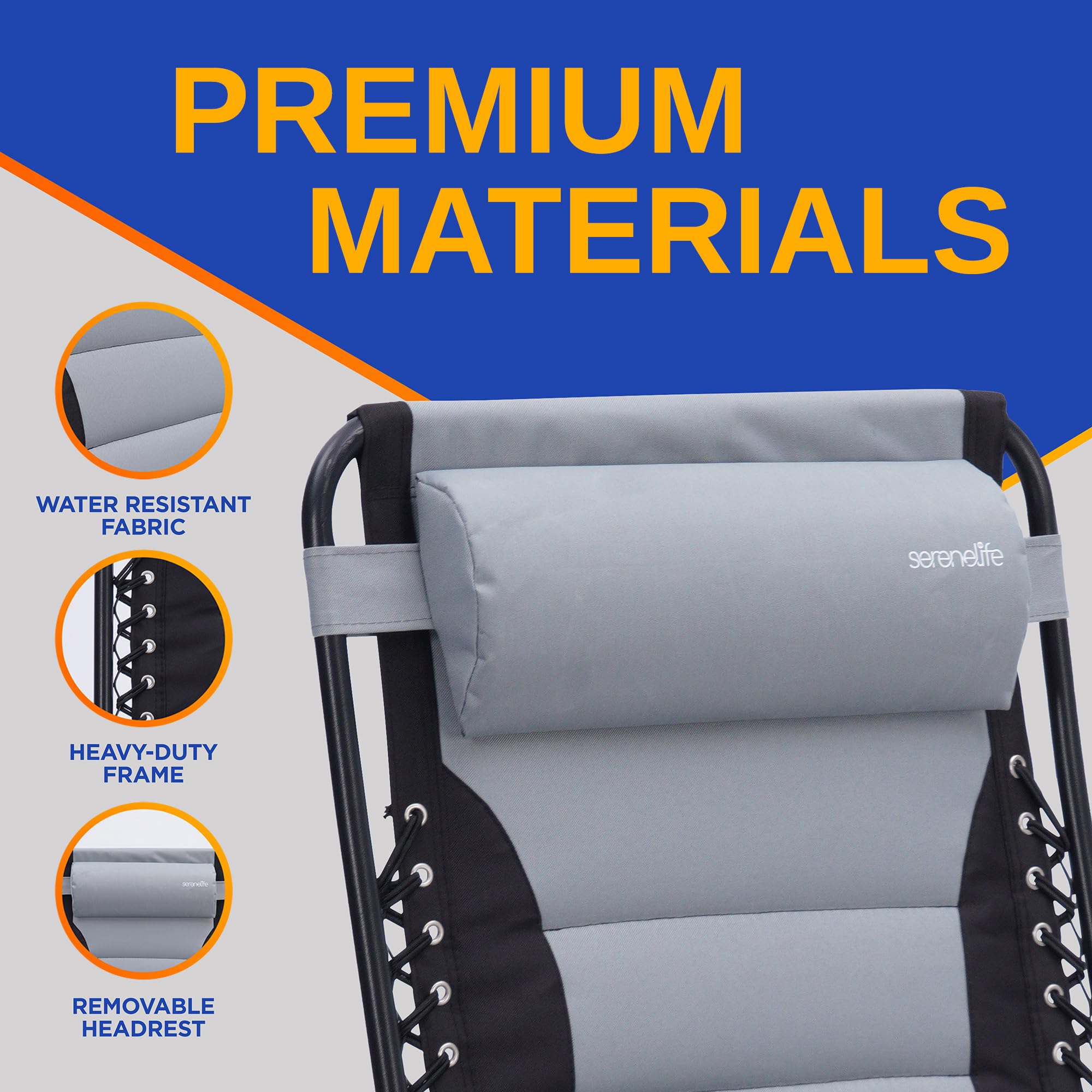 SereneLife anti-slip feet and steel frame providing stable support