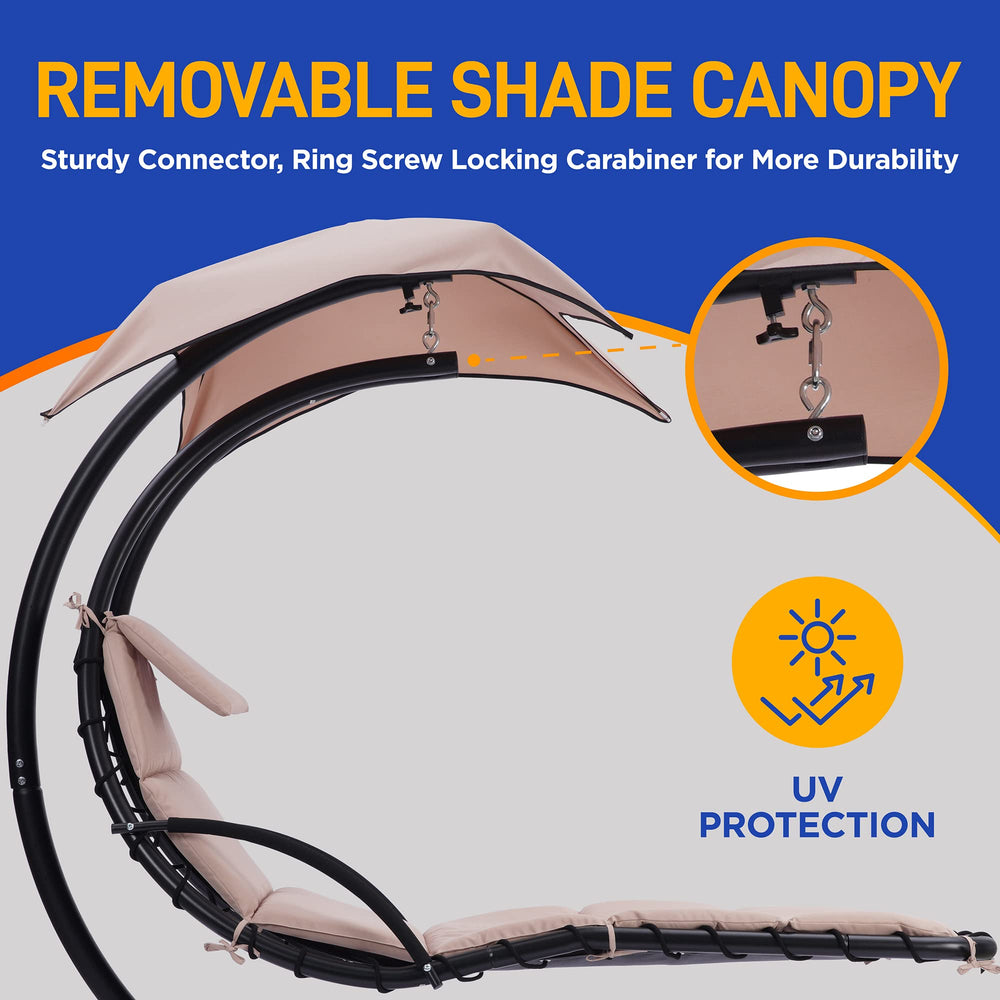 SereneLife adjustable canopy demo providing UV shade control for cooler lounging