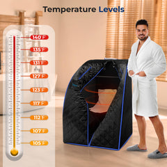 SereneLife folding chair inside sauna demonstrating comfortable seating and posture support