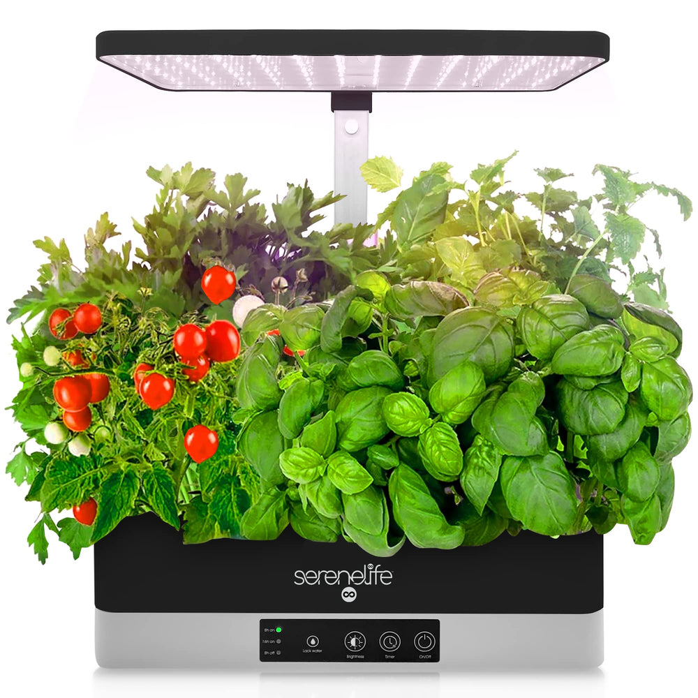 SereneLife front view of grow deck showing six planting positions and neat layout for compact gardening