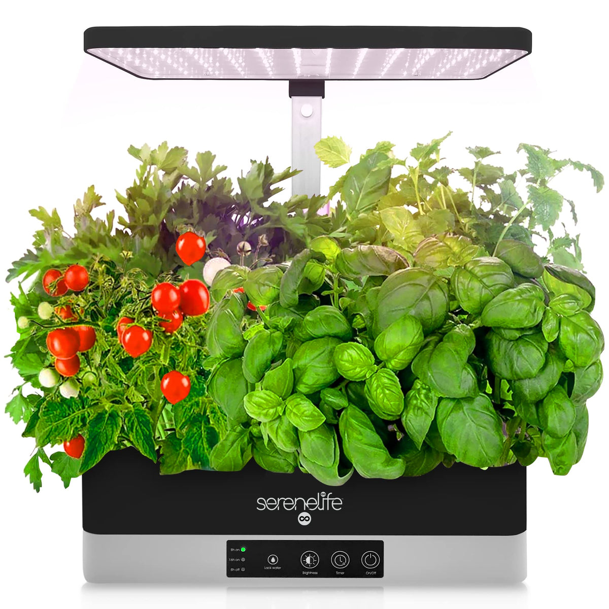 SereneLife front view of grow deck showing six planting positions and neat layout for compact gardening