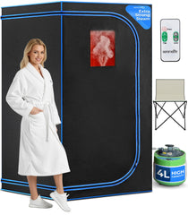 SereneLife front view of portable sauna tent showing compact spa setup and convenience