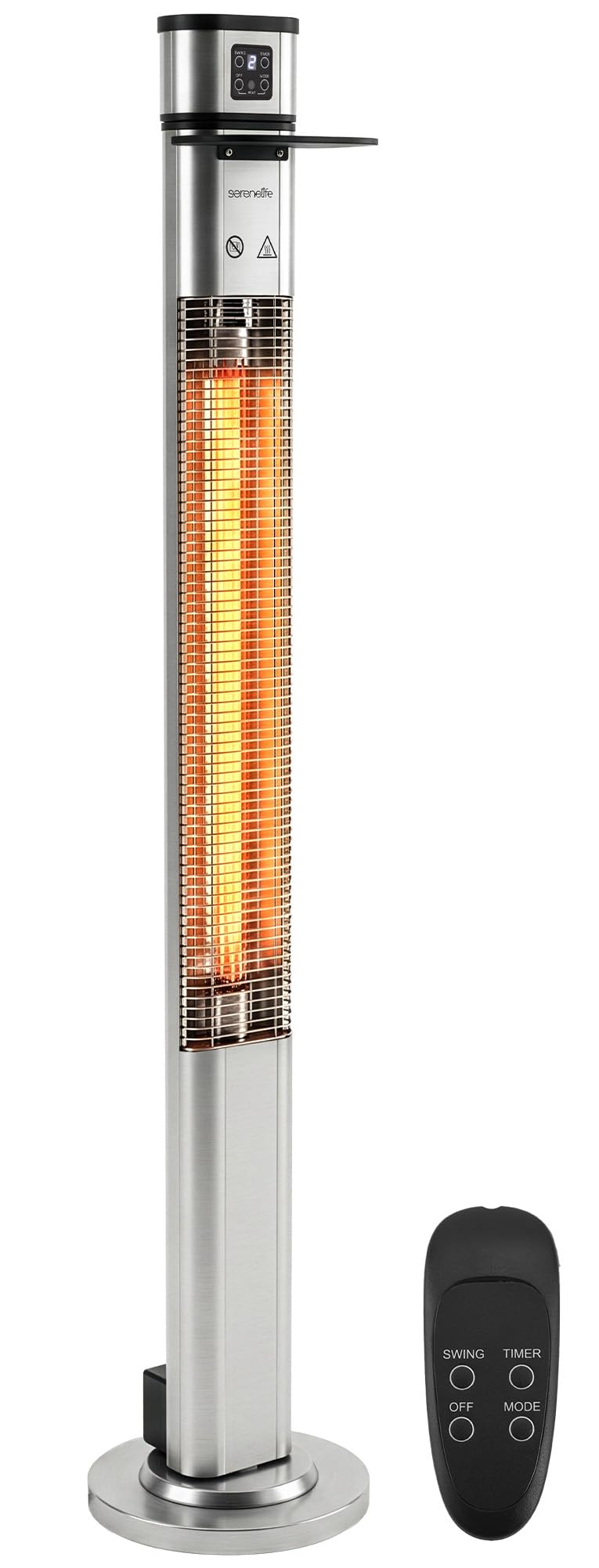 SereneLife front view of standing heater showing compact profile and instant warmth