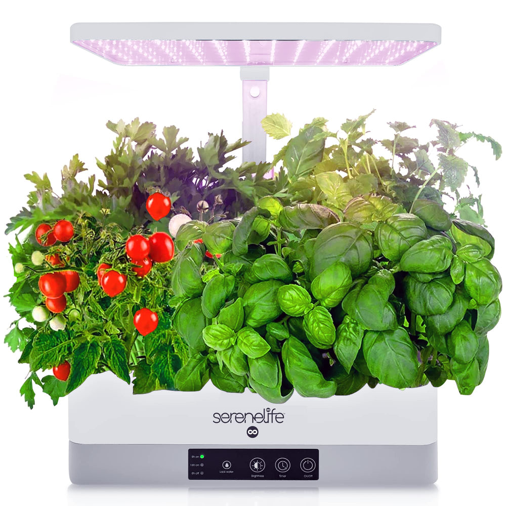 SereneLife front view showing six herbs and tidy countertop growth benefit
