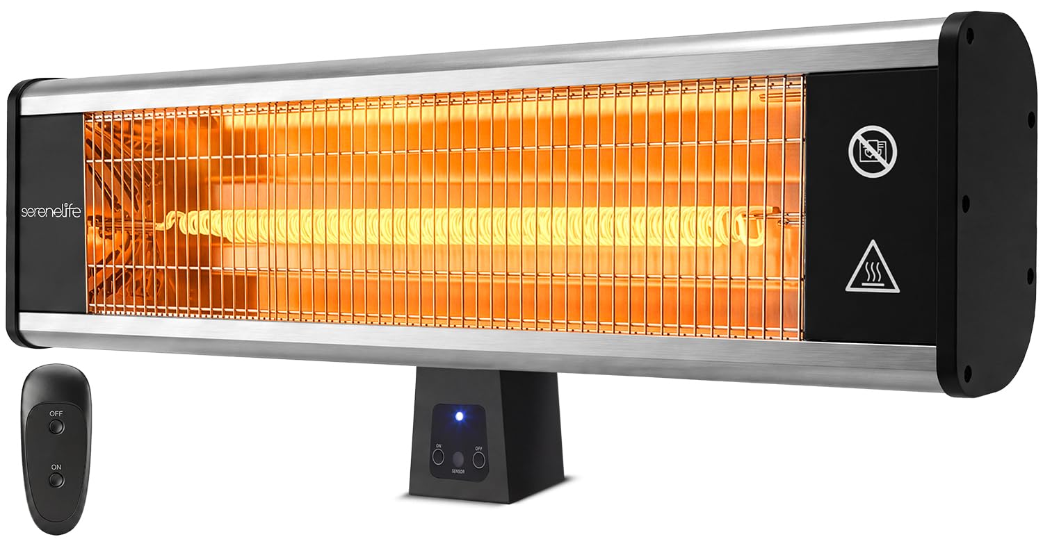 SereneLife front view showing compact heater and quick warmth benefit