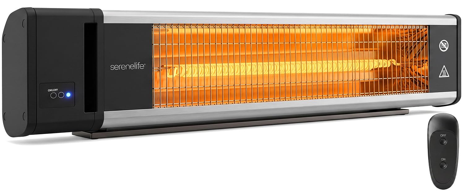 SereneLife front view of wall-mounted heater showing compact profile and quick warmth