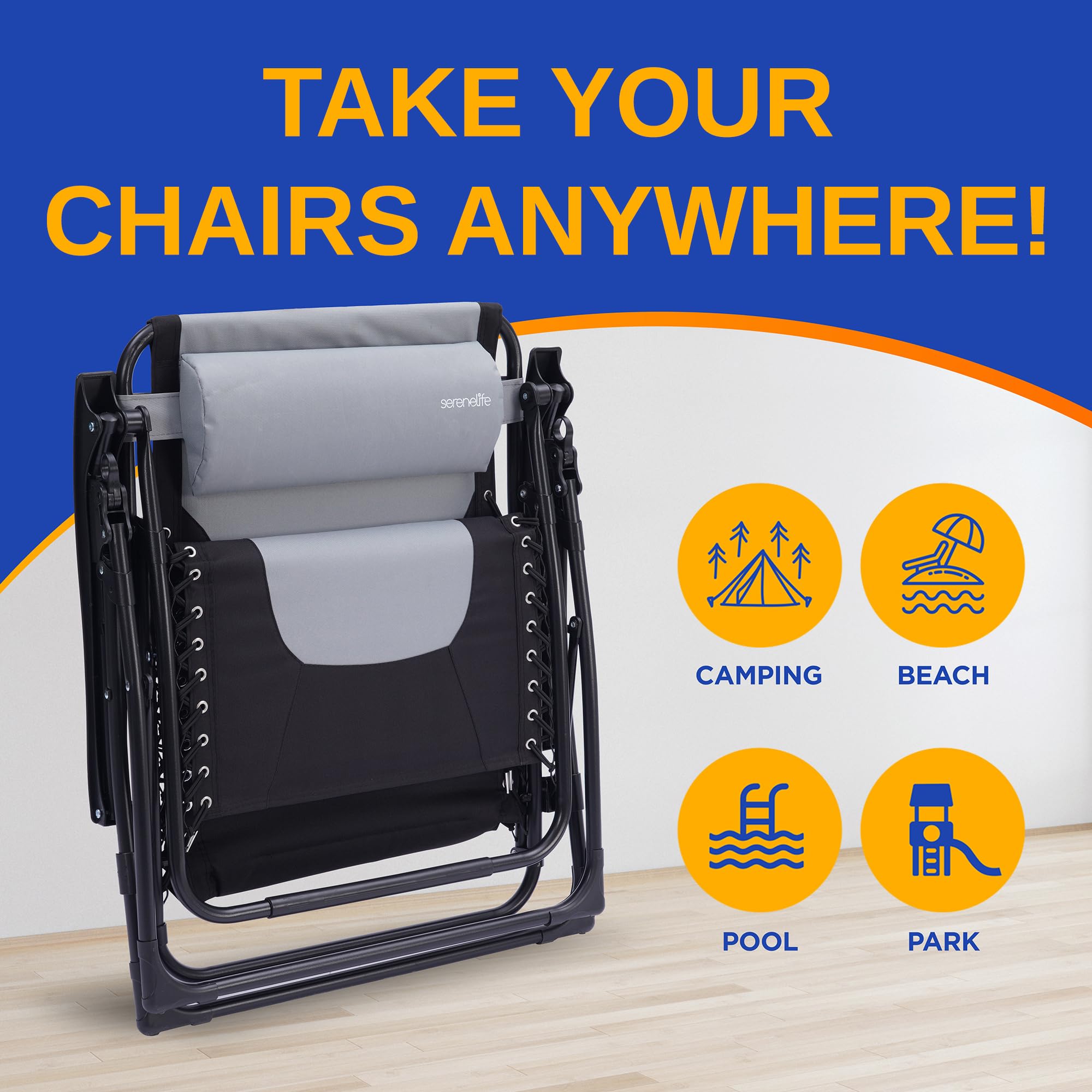 SereneLife padded headrest and cushioning for longer comfort