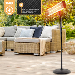SereneLife adjustable stand detail illustrating easy height changes for targeted heat