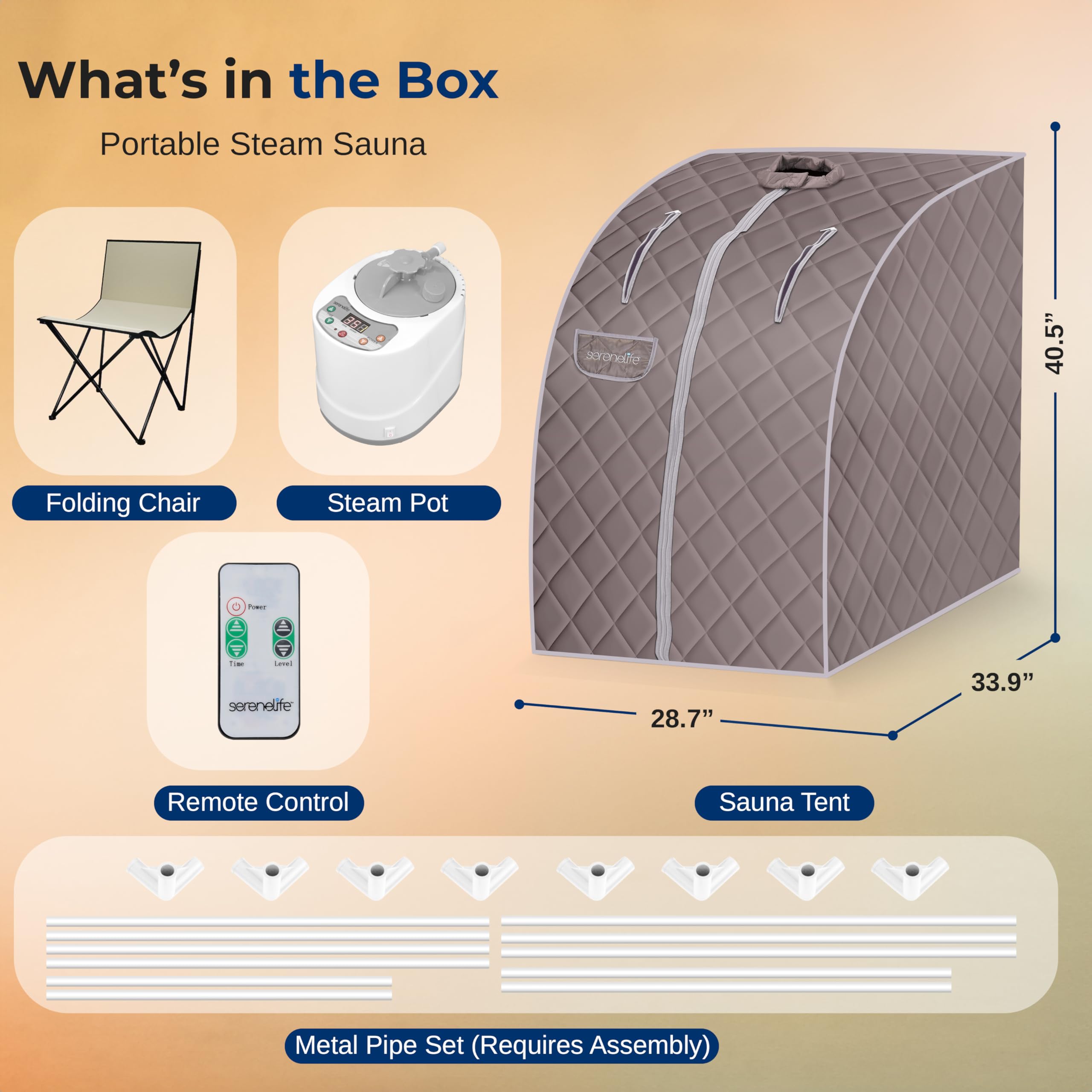 SereneLife portable sauna tent set up in bedroom illustrating convenient home use