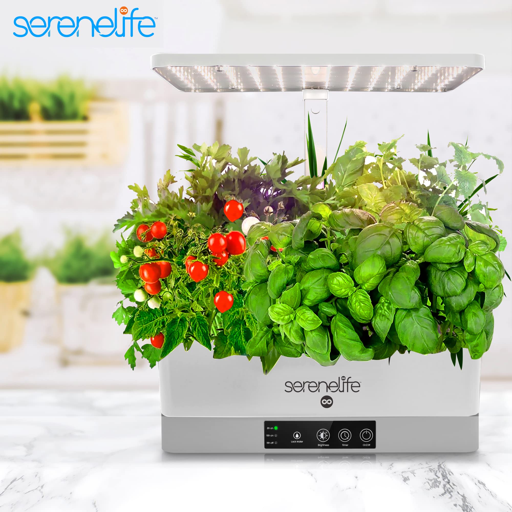 SereneLife LED light panel and post detail providing controlled full-cycle illumination