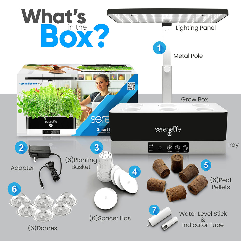 SereneLife material and label close-up showing durable PC, ABS, and 6063 aluminum construction benefits