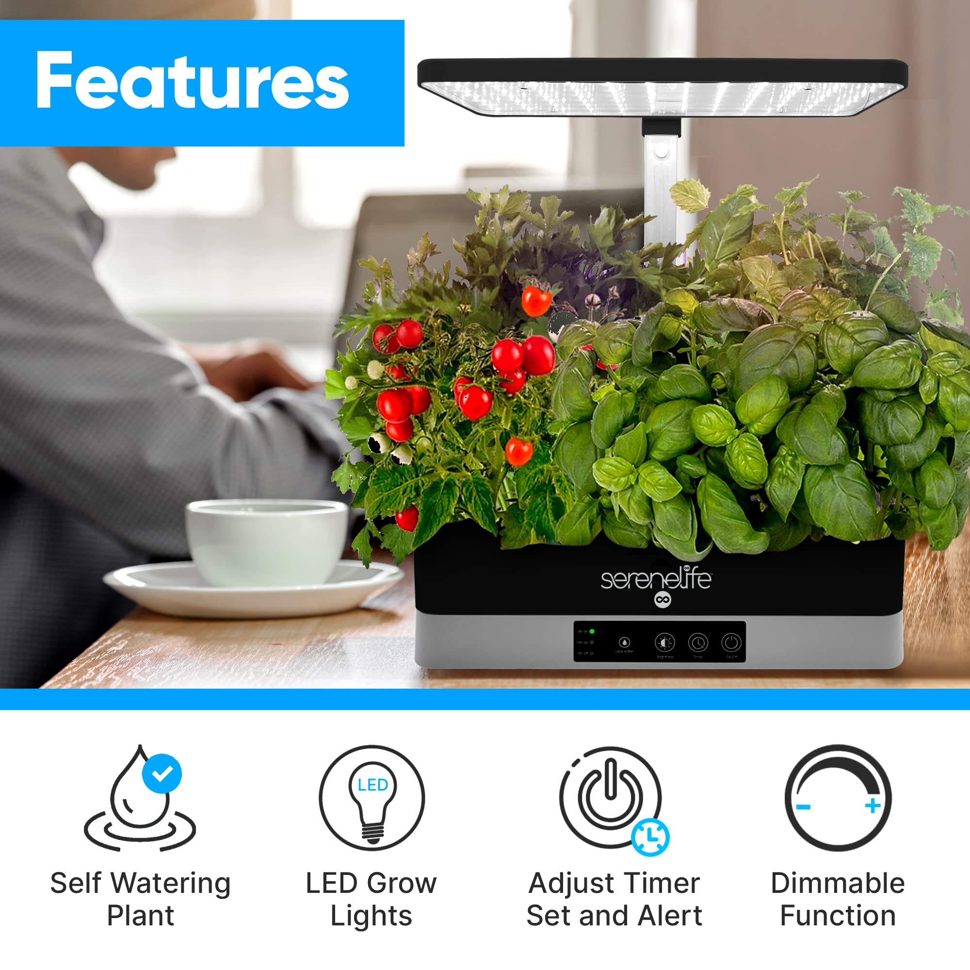 SereneLife water tank with indicator tube and water stick ensuring accurate hydration and low maintenance