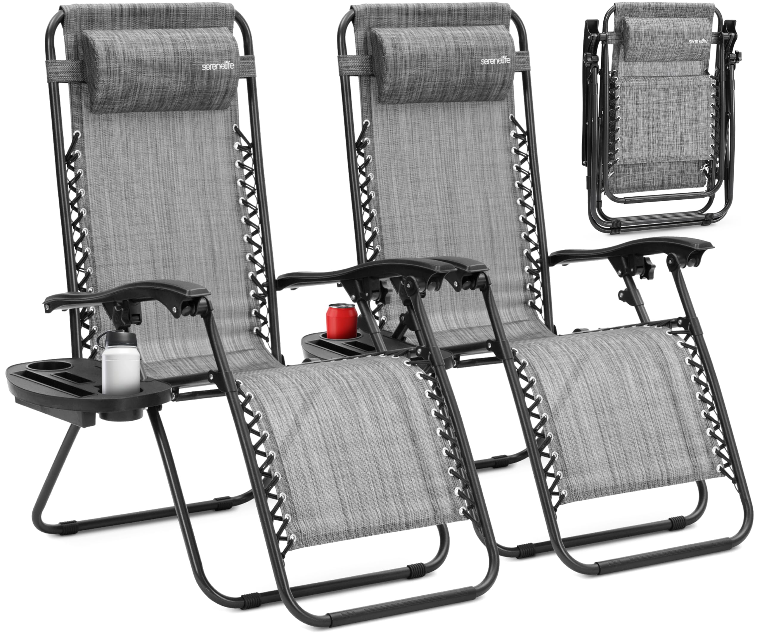 SereneLife front view of two grey chairs showing comfort and style
