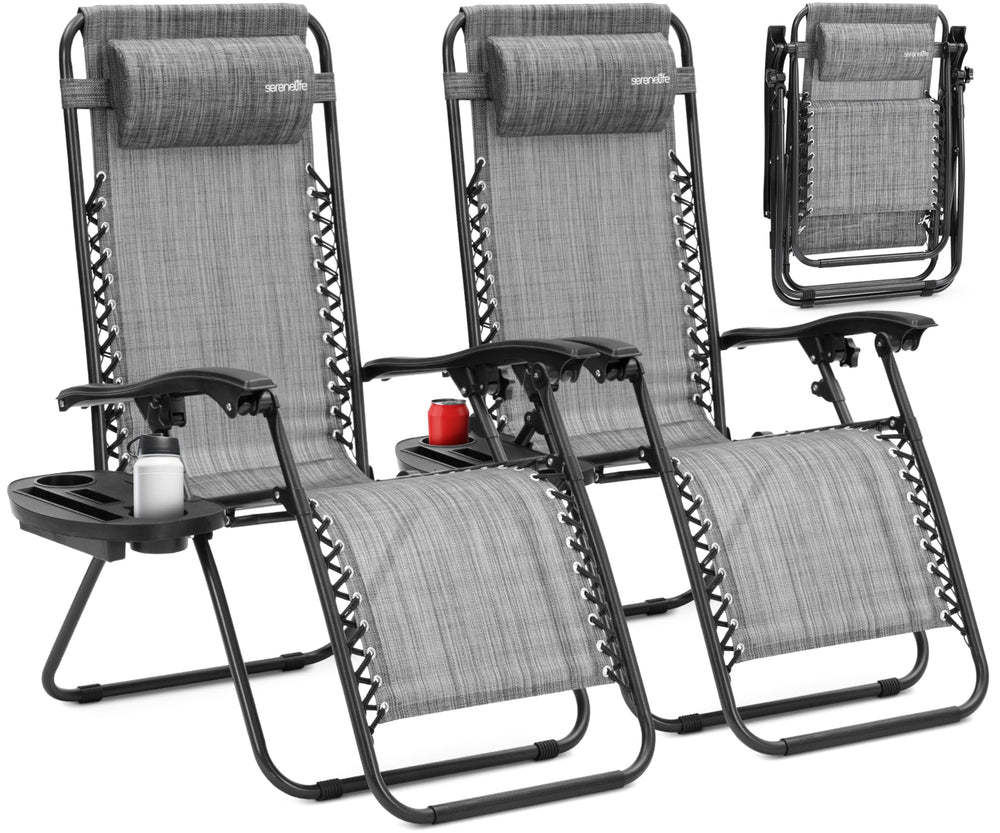 SereneLife front view of two grey chairs showing comfort and style