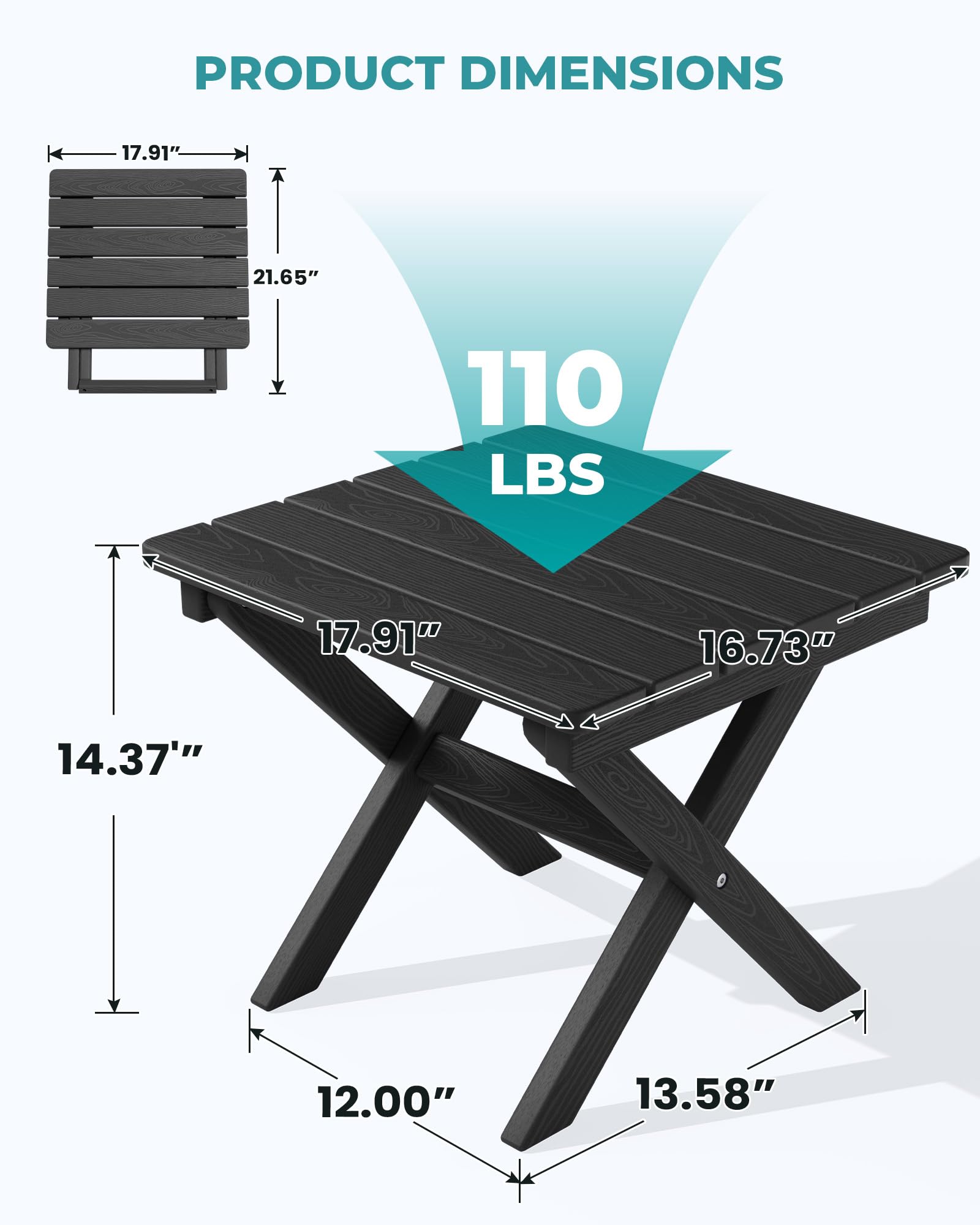 SERWALL table folded flat for storage emphasizes space-saving convenience