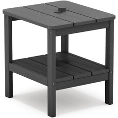 SERWALL front view of grey HDPE side table showing stable two-tier design and capacity