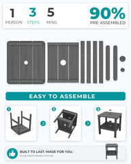 SERWALL lower shelf detail showing storage space and organized accessory storage