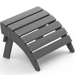 SERWALL front view of gray folding Adirondack ottoman showing stable platform and finish