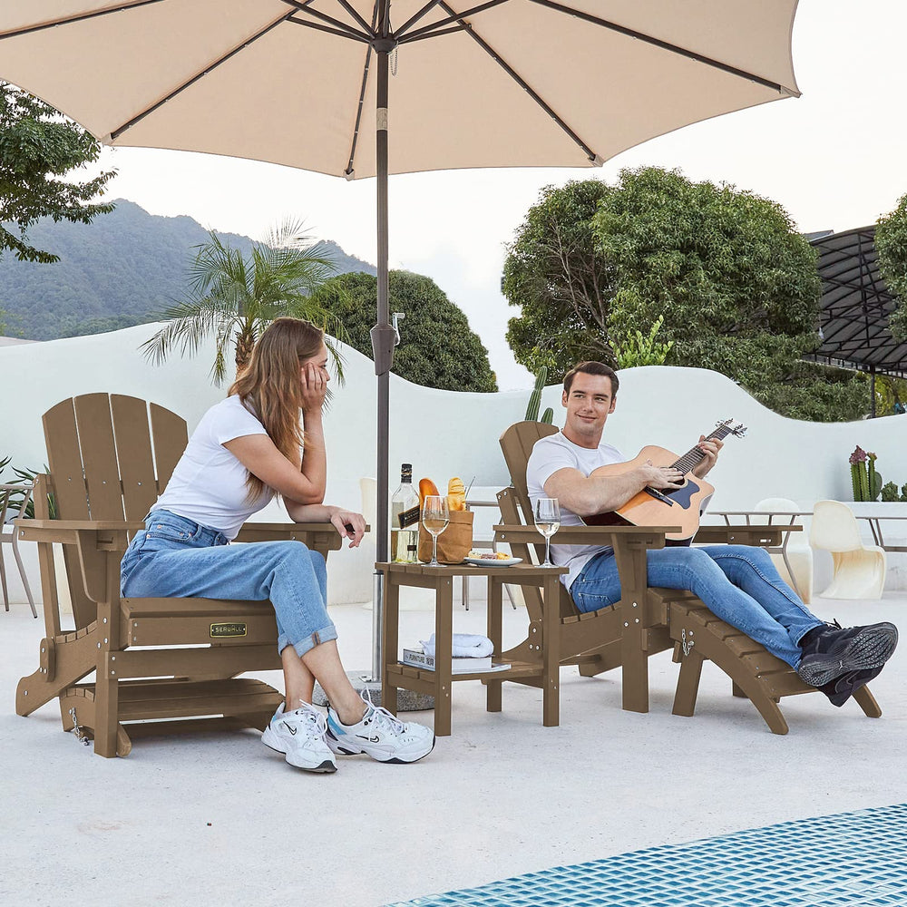 SERWALL ottoman in use with chair demonstrating ergonomic pairing and relaxation