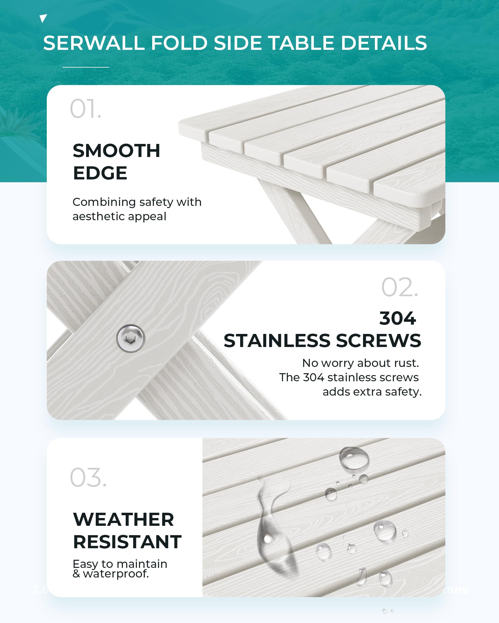 SERWALL table on a porch lifestyle scene offering a convenient outdoor surface
