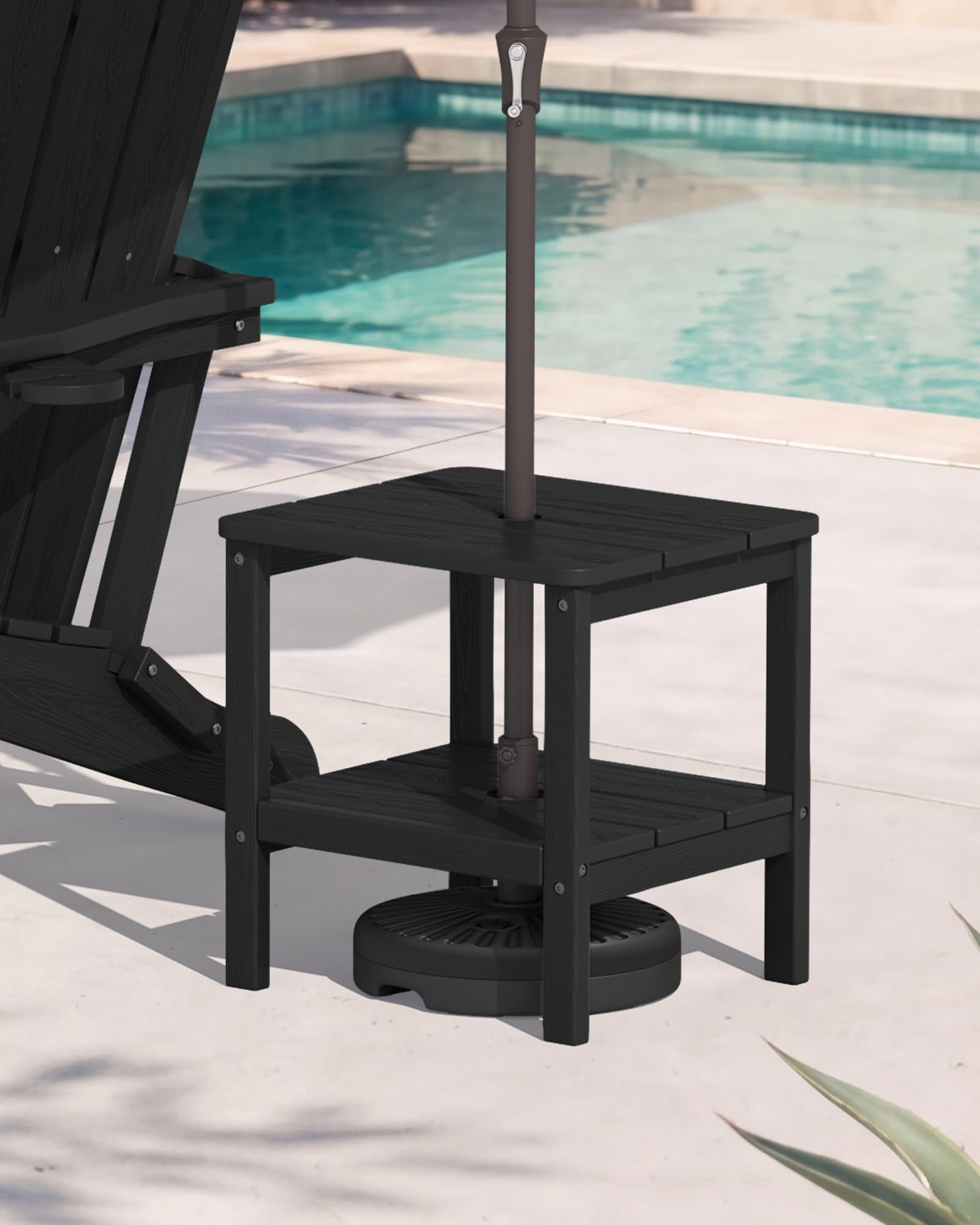 SERWALL lifestyle patio scene showing coordinated furniture and low-maintenance appeal