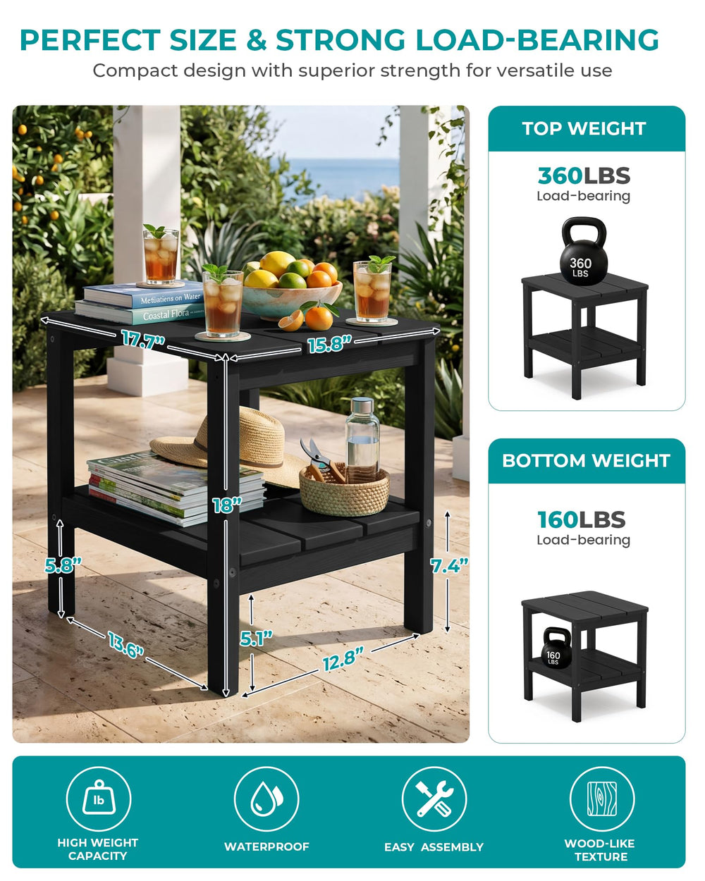 SERWALL table with drinks showing top shelf durability and entertaining ease