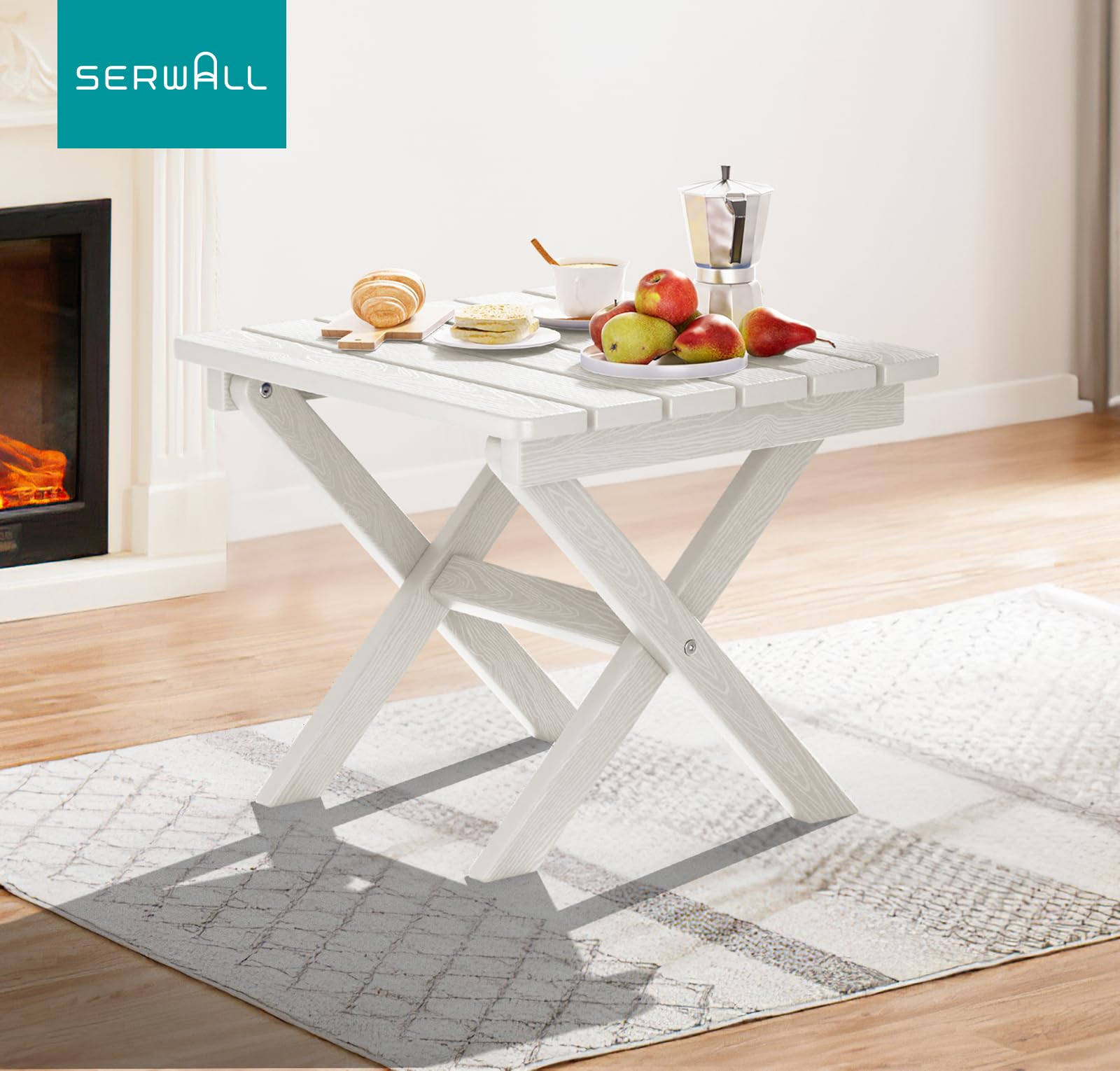 SERWALL poolside table with drink illustrating moisture-resistant convenience