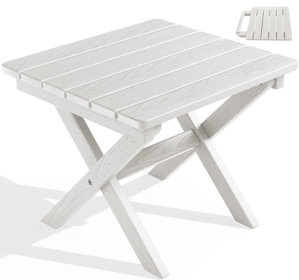 SERWALL white Adirondack table front view showing clean design and instant usability