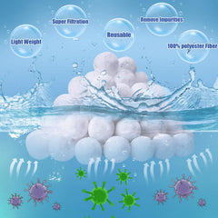 SETHVILL filter balls close-up displaying fine fibers for improved filtration