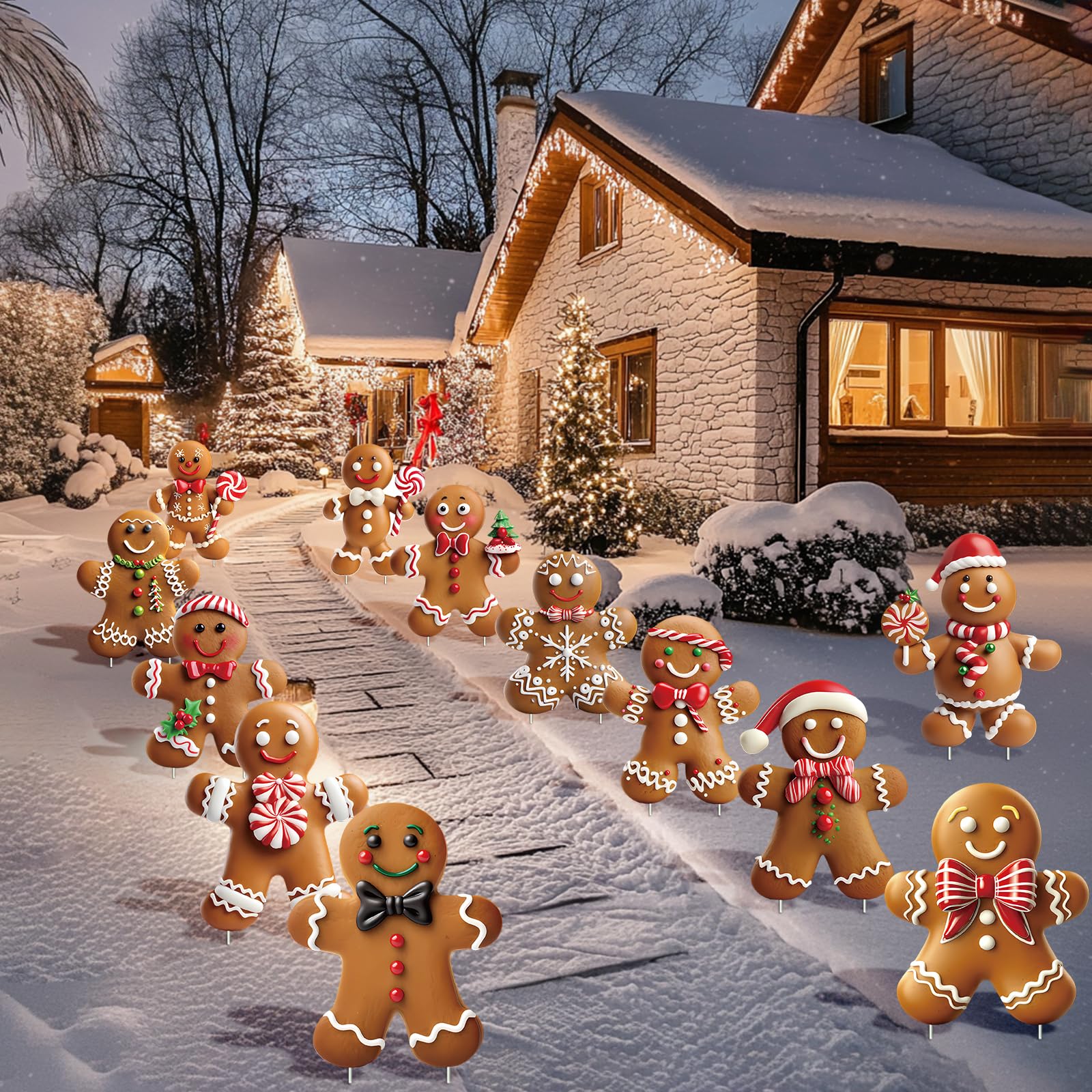 sewrung gingerbread lining walkway creating festive path and guest guidance