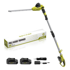 SEYVUM front view of pole hedge trimmer showing overall design and control