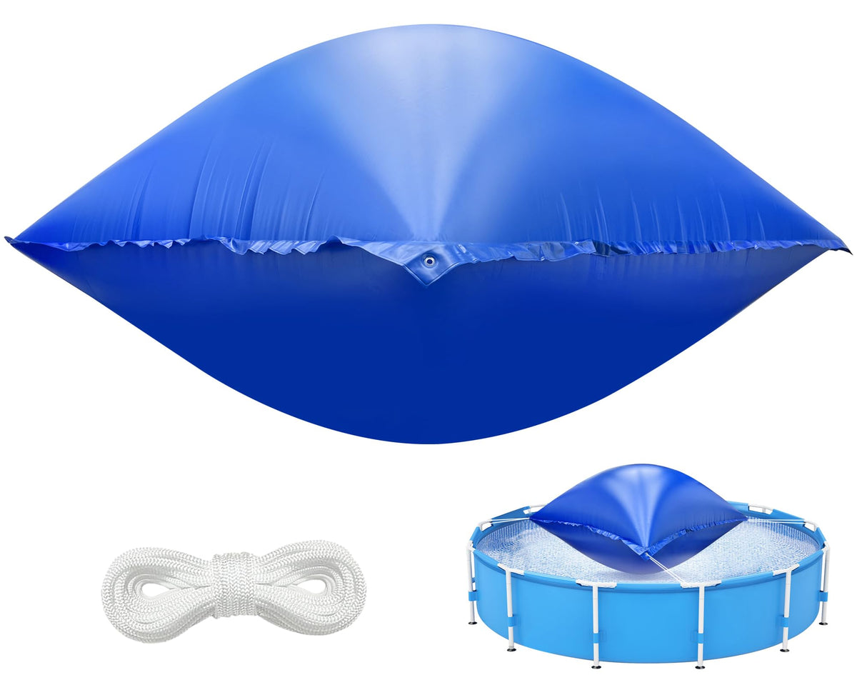Sfcddtlg front view of 8'x8' pool pillow showing durable build and easy setup benefit