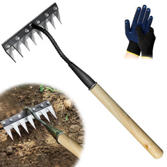 SFPNSHHY front view showing rake head and wooden handle for clear product recognition and durability