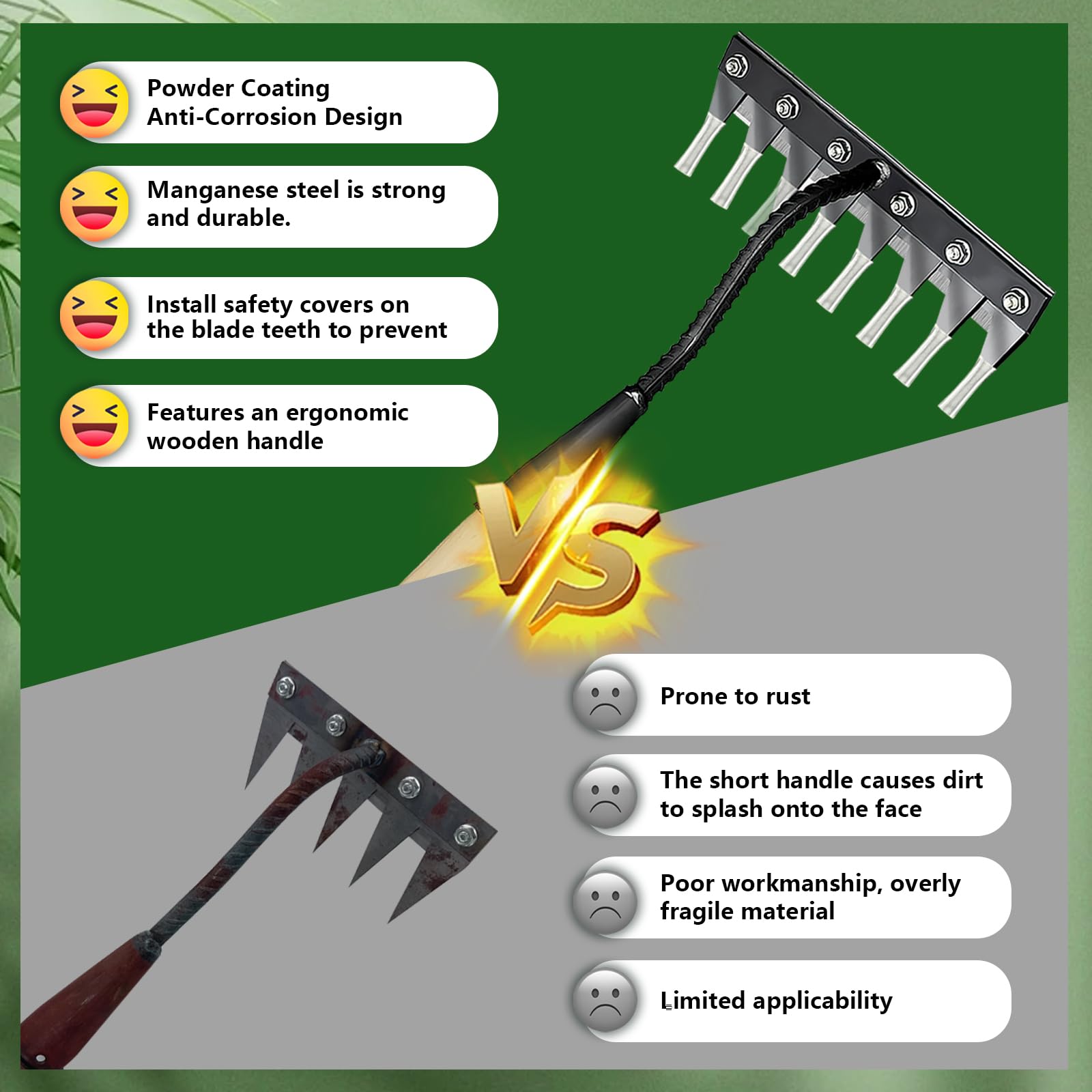 SFPNSHHY cultivator placed in garden beds portraying practical use and tidy bed maintenance benefit
