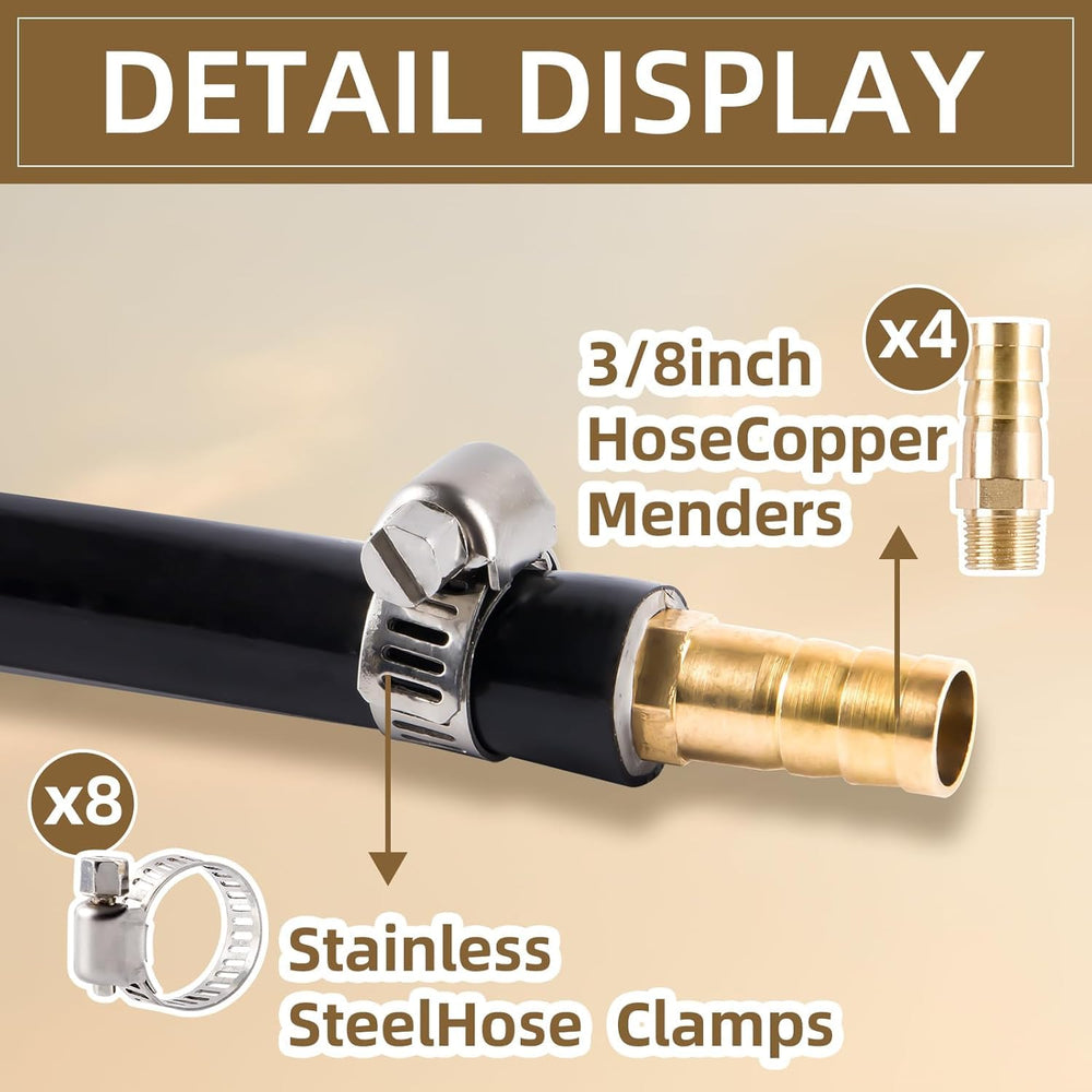 SGZFTAO stainless clamps and copper menders laid out for secure fittings