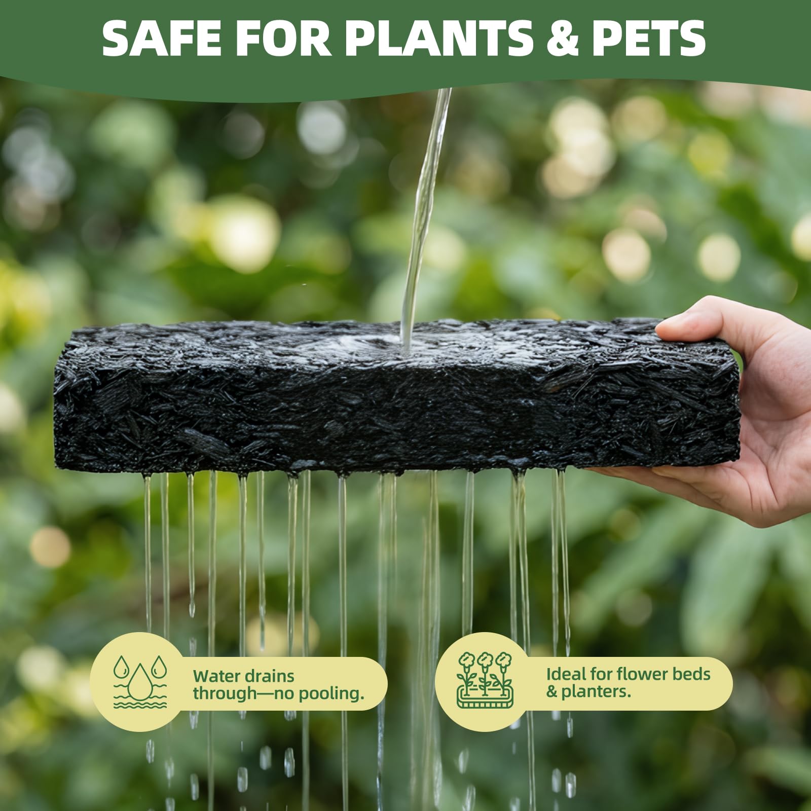 Coated wood mulch finish after drying showing durable, natural look