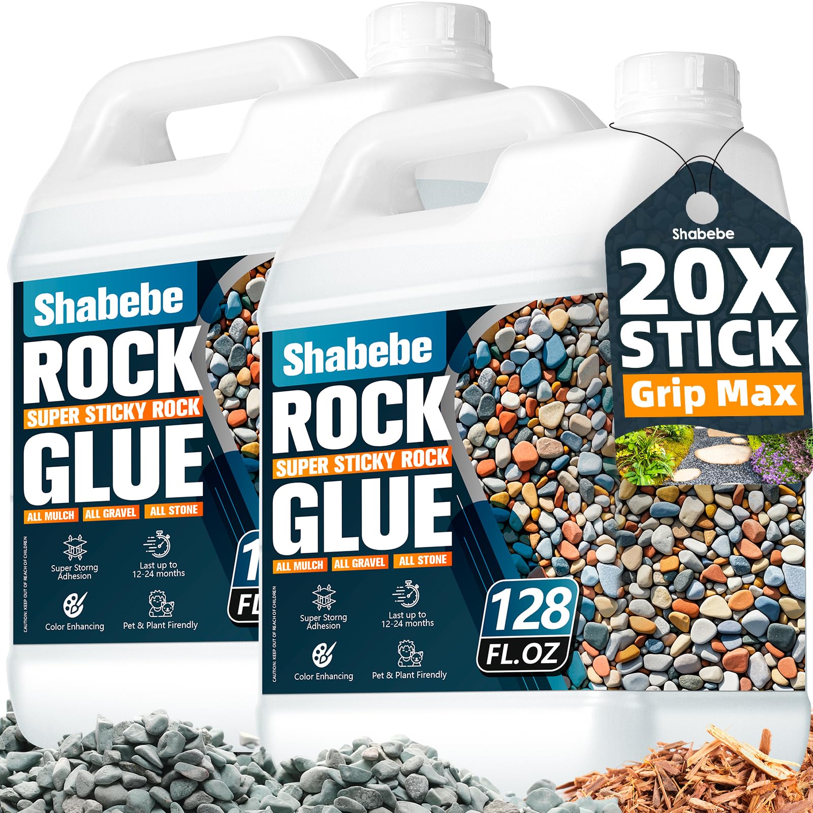 Shabebe 2-gallon container front label showing product name and size for quick identification