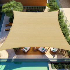 Shade&Beyond 8'x12' front view sand shade sail showing full coverage benefit