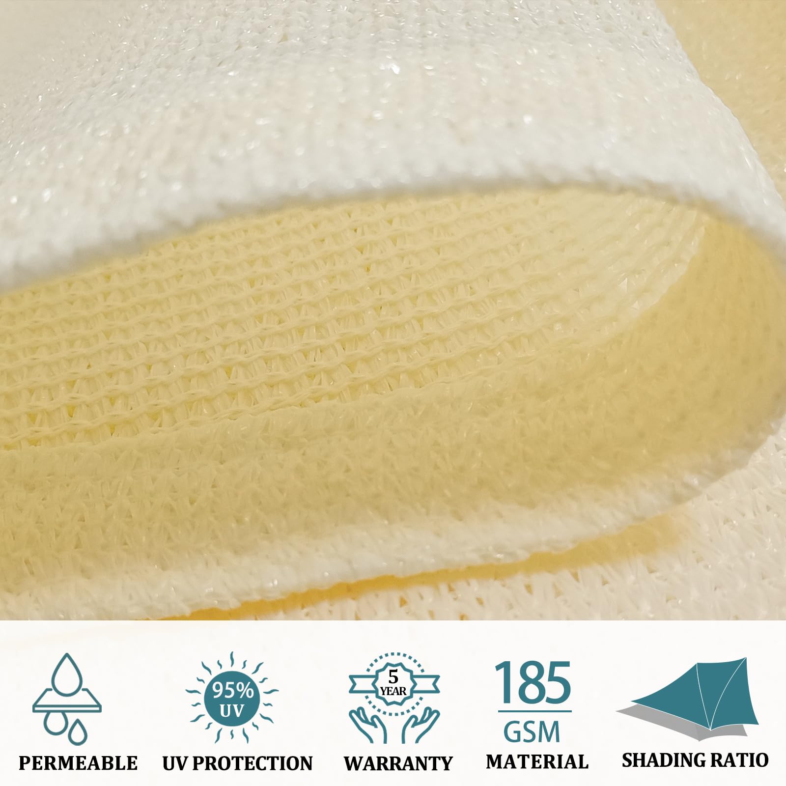 Shade&Beyond fabric weave texture close-up showing breathable HDPE benefits cooler airflow