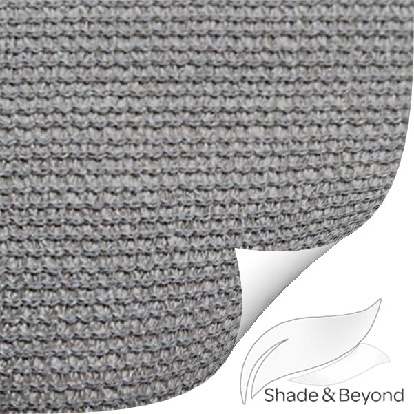 Shade&Beyond folded sail in packaging with label showing compact storage