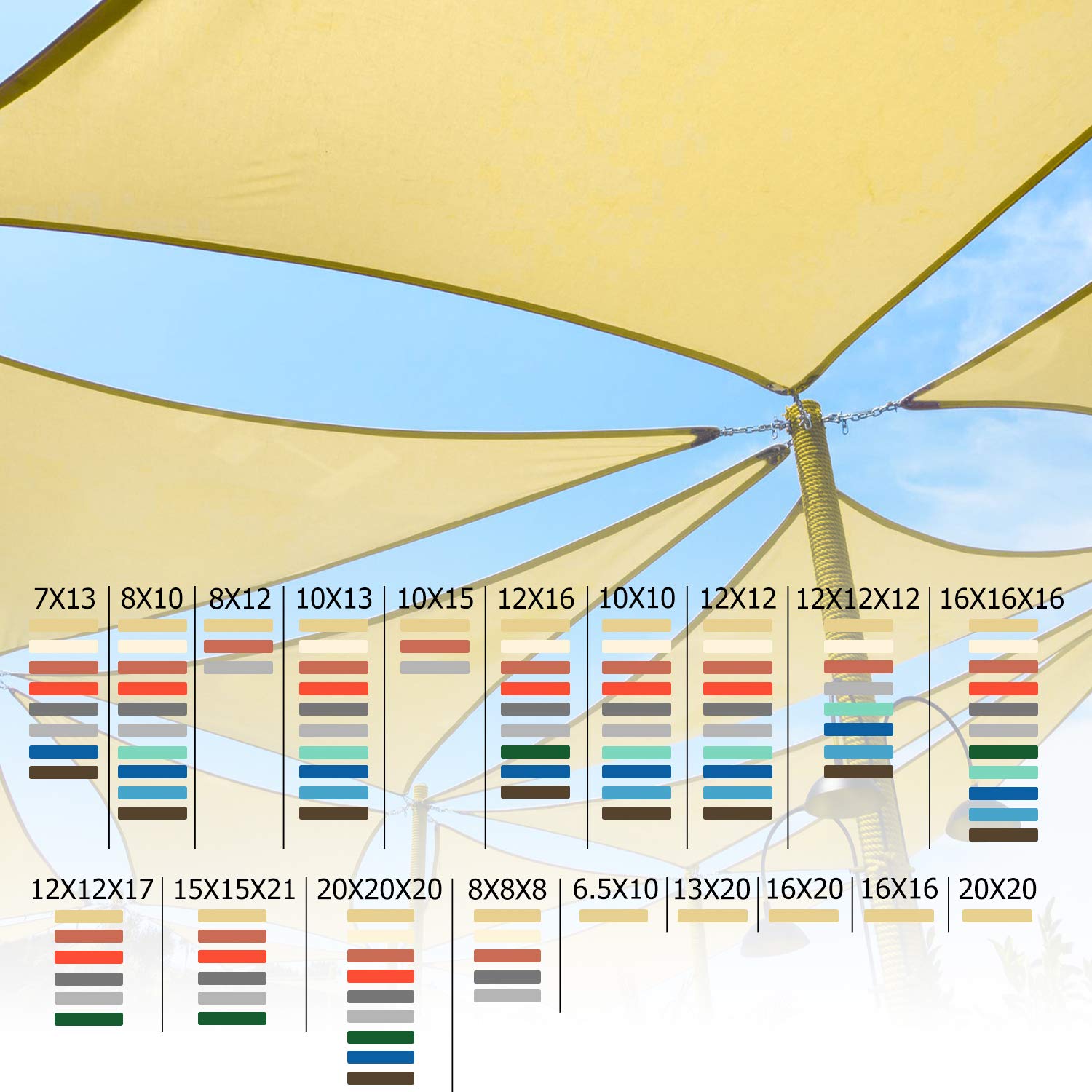Shade&Beyond packaged sail with hardware showing ready-to-install kit