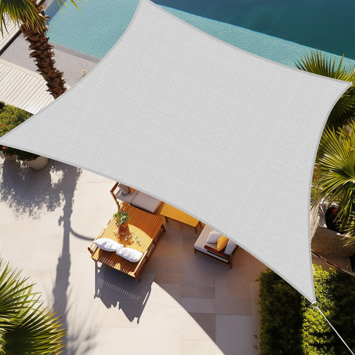 Shade&Beyond front view of 12x16 rectangle sail showing clean lines and coverage