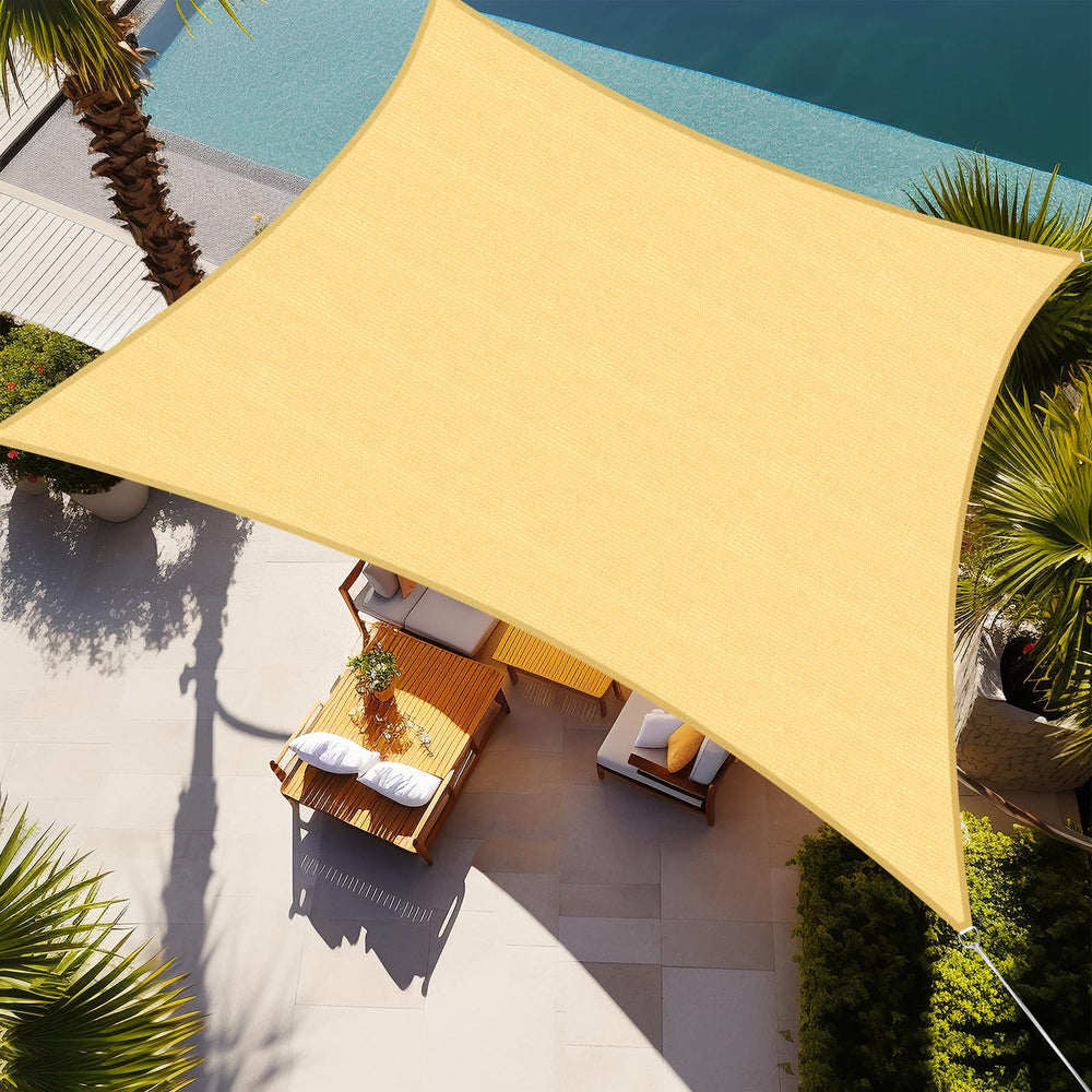 Shade&Beyond front view of 12x16 sail offering cool patio shade