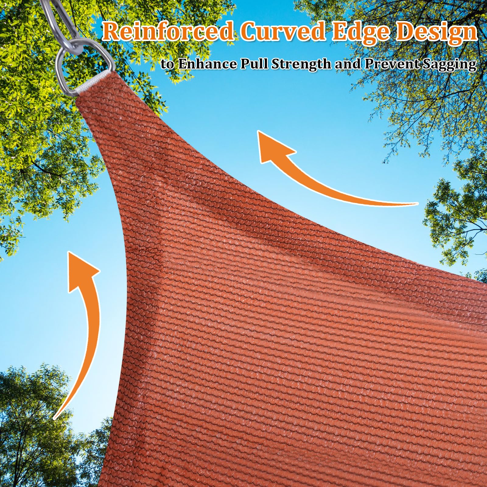 Shade&Beyond sail size shown next to chair for scale, helps visualize fit and coverage
