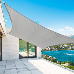 Shade&Beyond front view of 10'x13' light grey sail showing full coverage and modern look