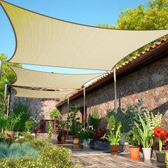 ShadeMart beige front canopy showing full rectangular coverage and clean aesthetic