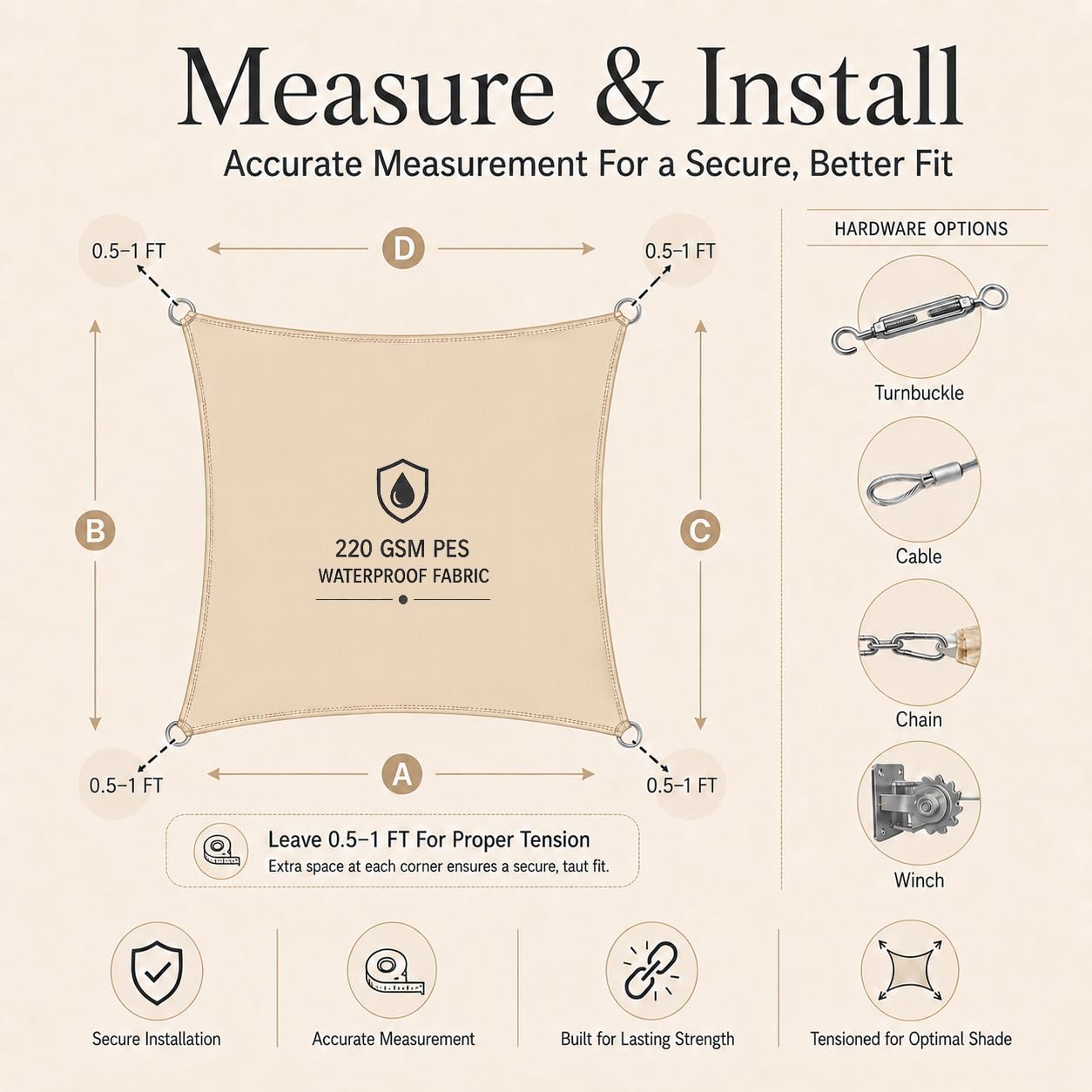 ShadeMart edge reinforcement stitching illustrating tear-resistant build
