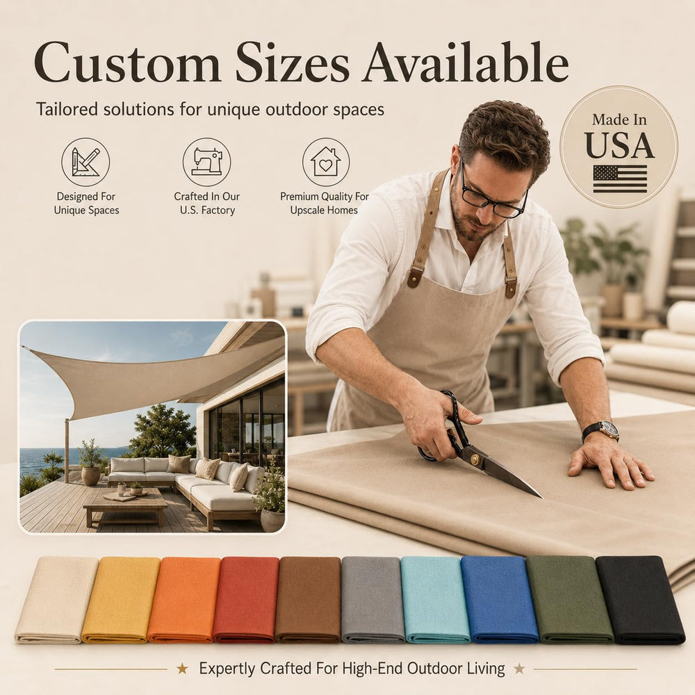 ShadeMart lifestyle garden setting with sail creating comfortable shade